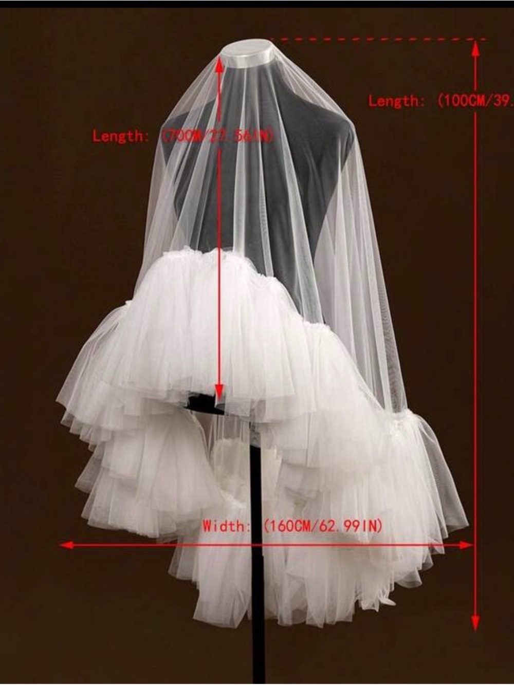 White Bridal Veil with Layered Tulle